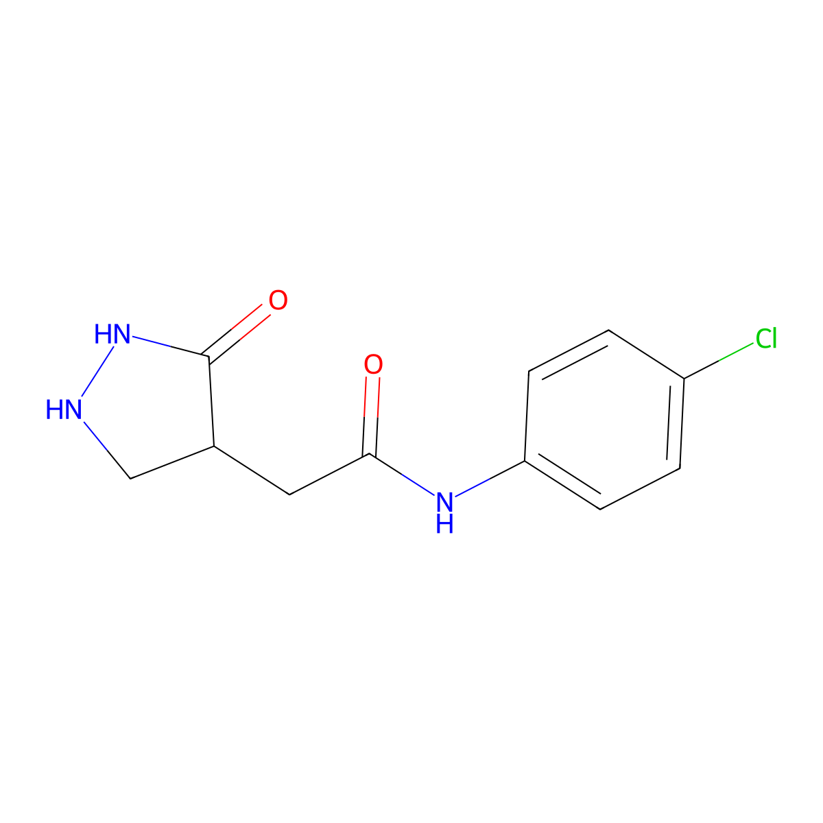 N-(4-chlorophenyl)-2-(3-oxopyrazolidin-4-yl)acetamide molecular structure, CAS 2975250-55-4
