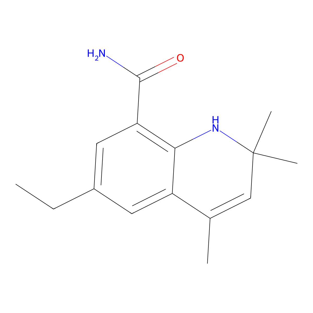 6-Ethyl-2,2,4-trimethyl-1,2-dihydroquinoline-8-carboxamide molecular structure, CAS 2975260-51-4