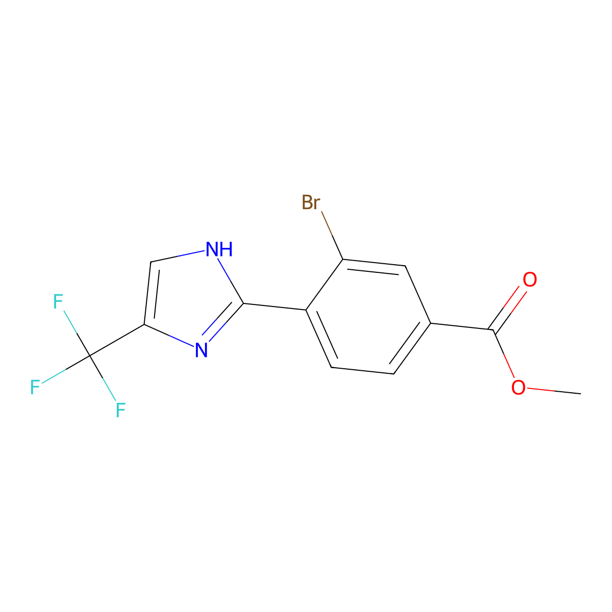 methyl 3-bromo-4-(4-(trifluoromethyl)-1H-imidazol-2-yl)benzoate molecular structure, CAS 2975280-94-3