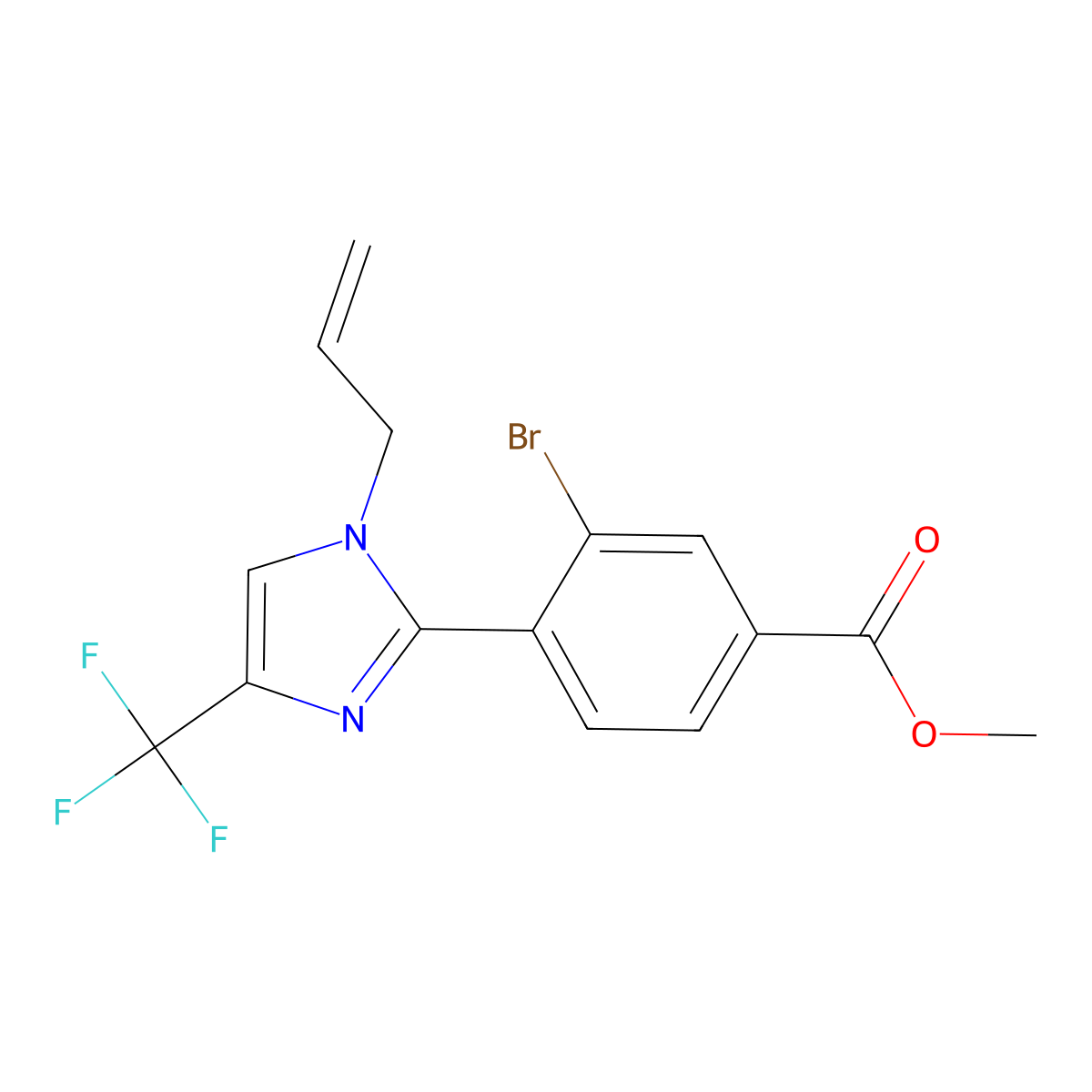 methyl 4-(1-allyl-4-(trifluoromethyl)-1H-imidazol-2-yl)-3-bromobenzoate molecular structure, CAS 2975281-13-9