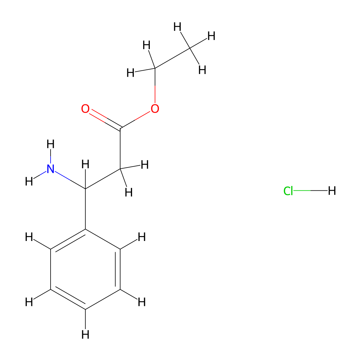 Benzenepropanoic acid, beta-amino-, ethyl ester, hydrochloride (1:1) molecular structure, CAS 29754-04-9