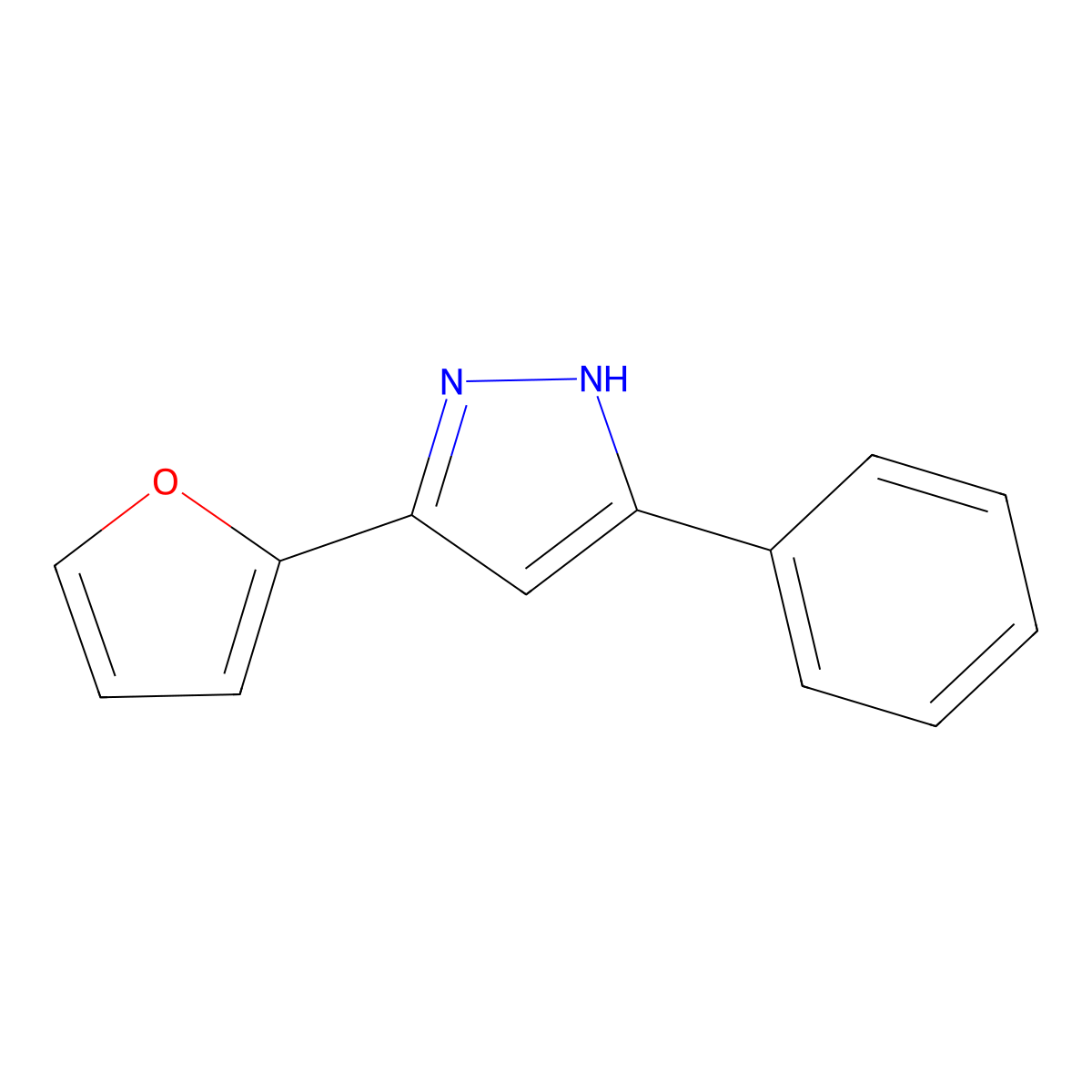 5-(furan-2-yl)-3-phenyl-1H-pyrazole molecular structure, CAS 2976-06-9