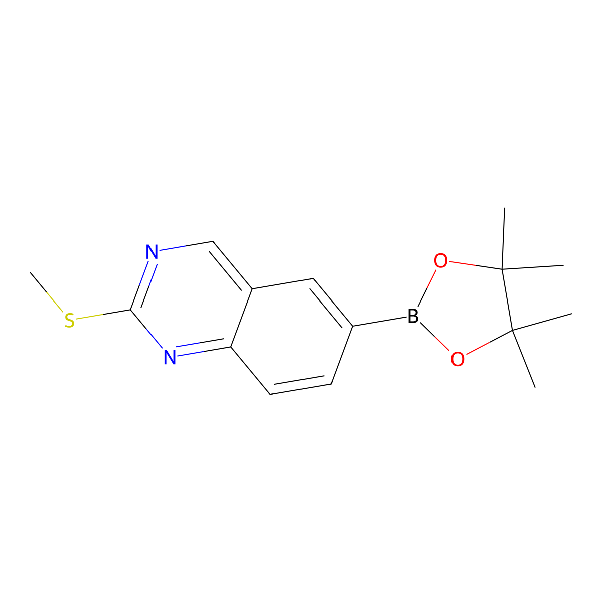 2-(Methylthio)-6-(4,4,5,5-tetramethyl-1,3,2-dioxaborolan-2-YL)quinazoline molecular structure, CAS 2976332-50-8