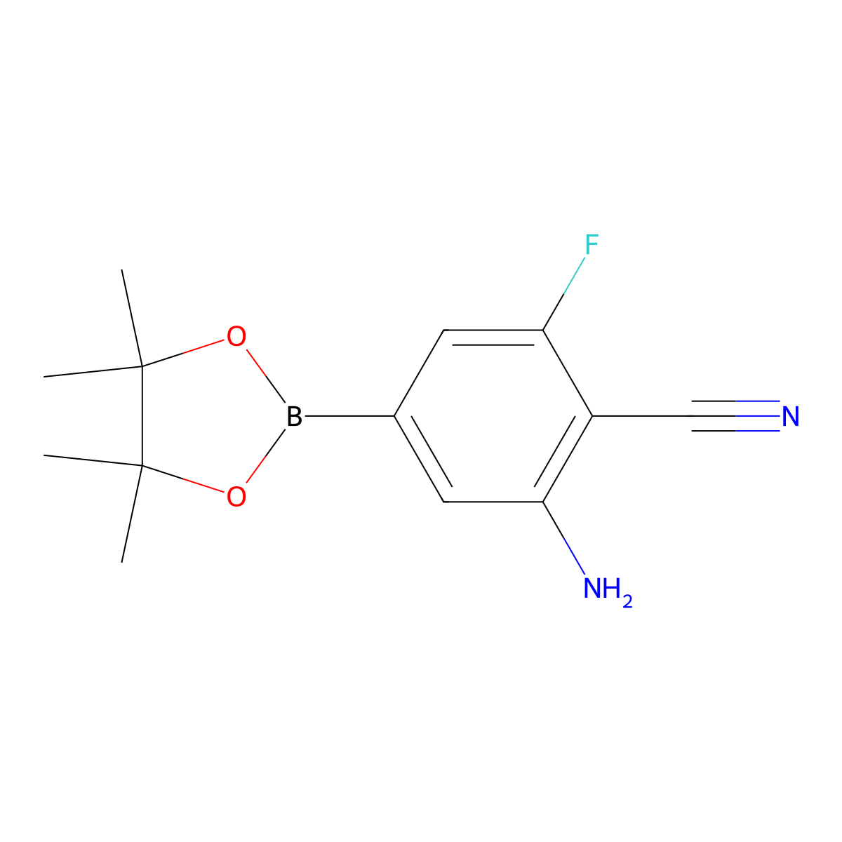 3-Amino-4-cyano-5-fluorophenylboronic Acid Pinacol Ester molecular structure, CAS 2976472-57-6