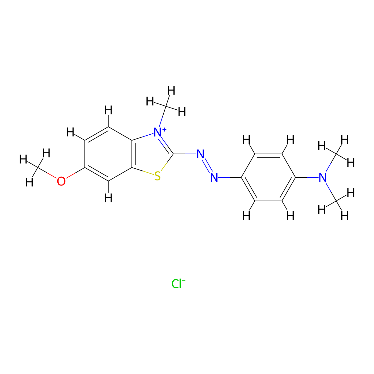 2-((4-(Dimethylamino)phenyl)azo)-6-methoxy-3-methylbenzothiazolium chloride molecular structure, CAS 29767-87-1