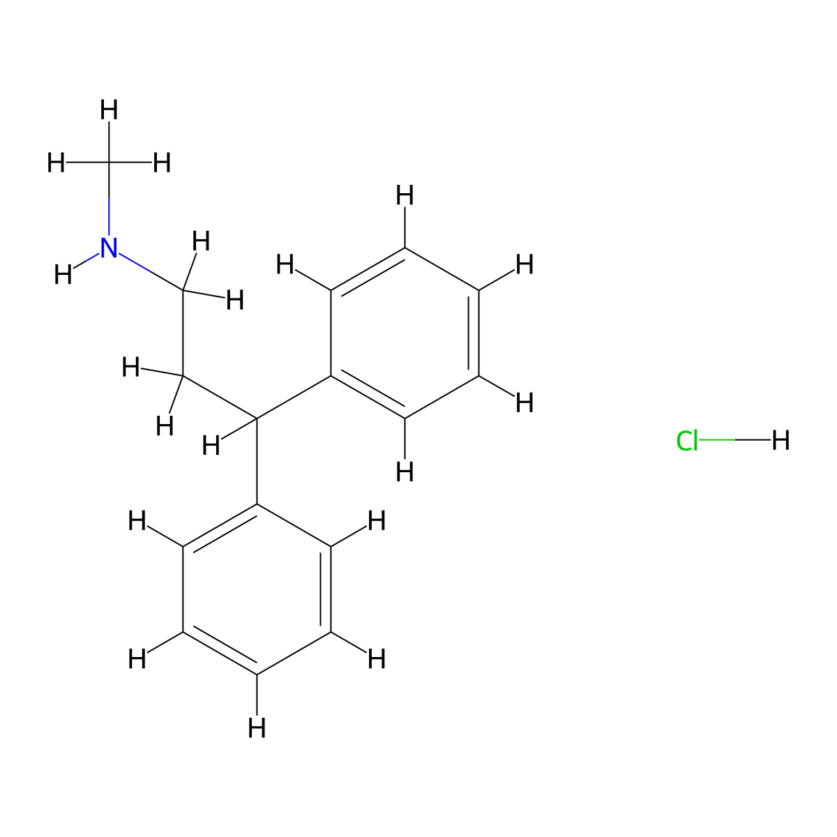 3,3-Diphenylpropyl methyl ammonium chloride molecular structure, CAS 29768-15-8