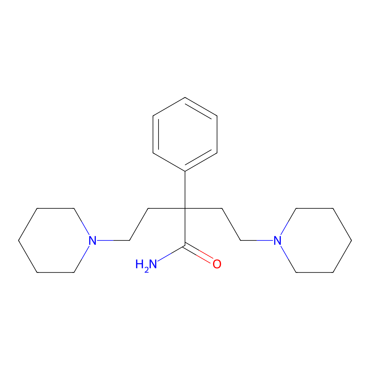 Butyramide, 2-phenyl-4-piperidino-2-(2-piperidinoethyl)- molecular structure, CAS 2977-24-4