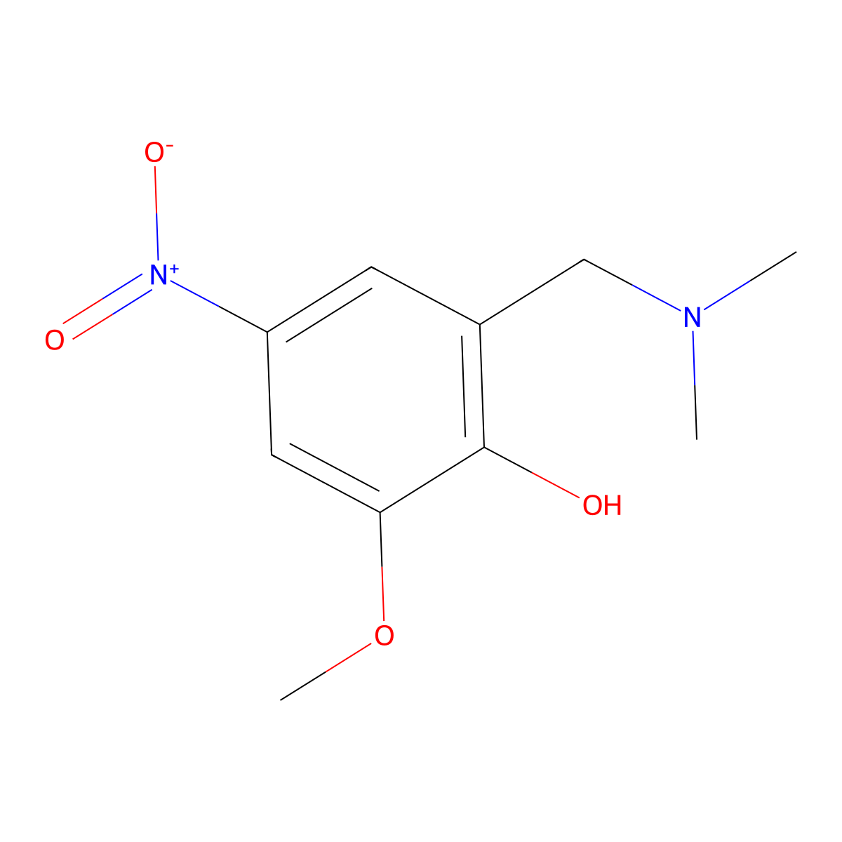 Phenol, 2-[(dimethylamino)methyl]-6-methoxy-4-nitro- molecular structure, CAS 2977-69-7
