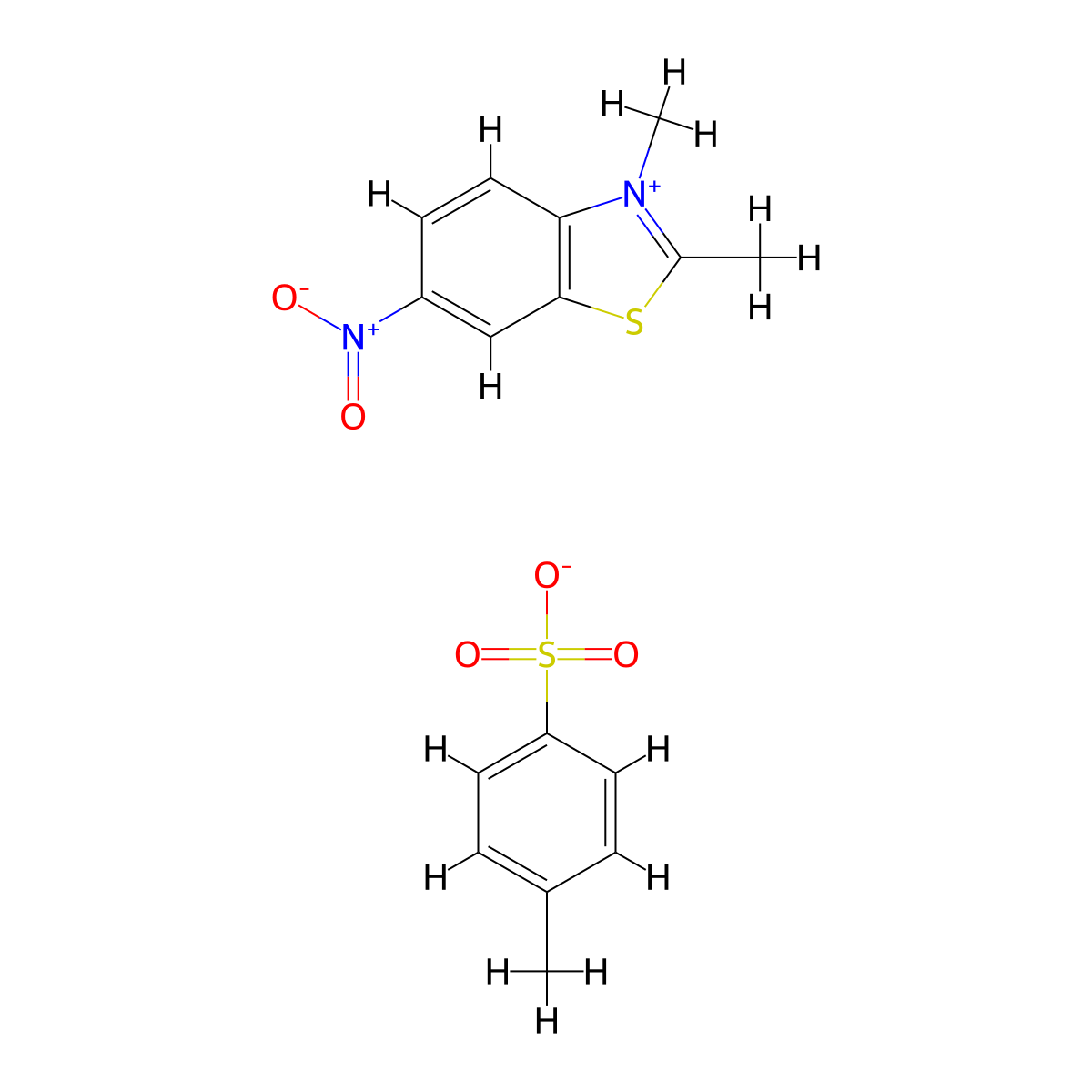 Benzothiazolium, 2,3-dimethyl-6-nitro-, 4-methylbenzenesulfonate (1:1) molecular structure, CAS 29770-14-7
