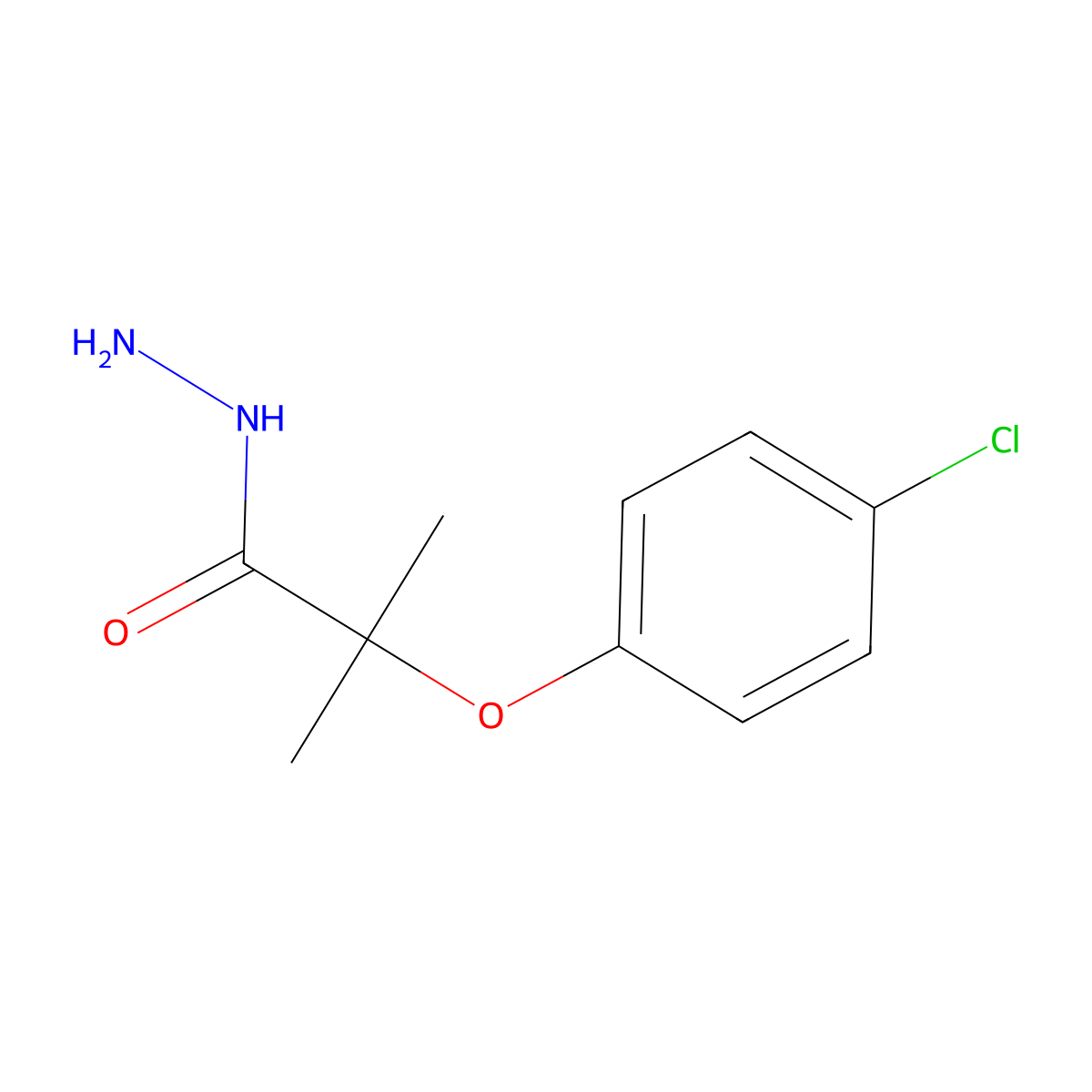 2-(4-Chlorophenoxy)-2-methylpropanohydrazide molecular structure, CAS 29771-66-2