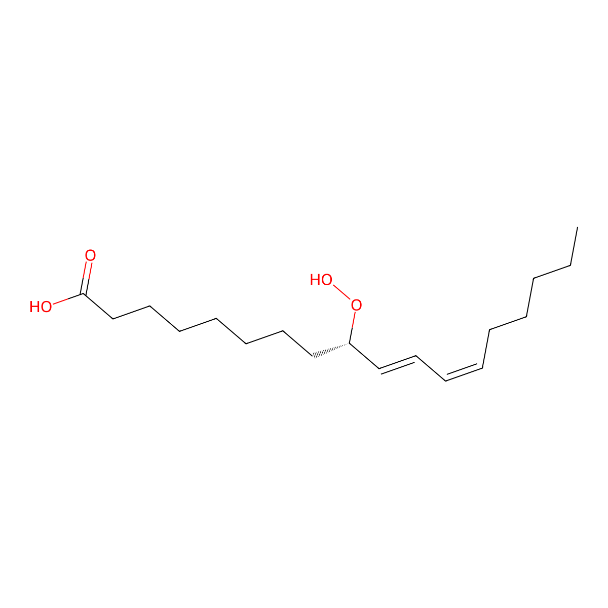 9(S)-hydroperoxy-10(E),12(Z)-octadecadienoic acid molecular structure, CAS 29774-12-7