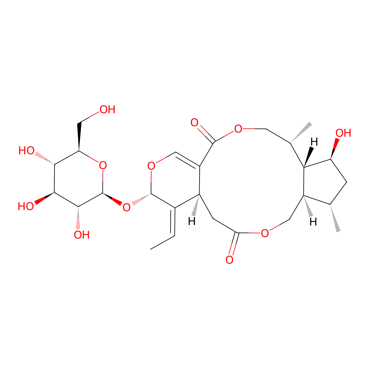 (5R,6S,7S,9S,10R,15S,17S)-16-ethylidene-7-hydroxy-5,9-dimethyl-17-[(2S,3R,4S,5S,6R)-3,4,5-trihydroxy-6-(hydroxymethyl)oxan-2-yl]oxy-3,12,18-trioxatricyclo[13.4.0.06,10]nonadec-1(19)-ene-2,13-dione molecular structure, CAS 297740-99-9