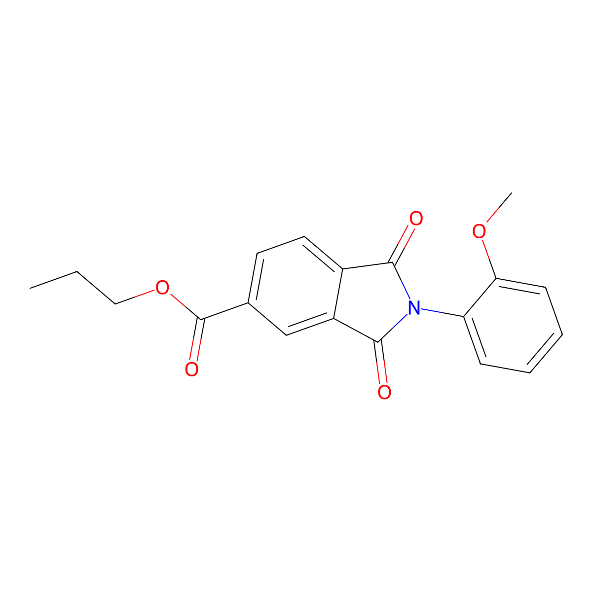 propyl 2-(2-methoxyphenyl)-1,3-dioxo-2,3-dihydro-1H-isoindole-5-carboxylate molecular structure, CAS 297743-03-4