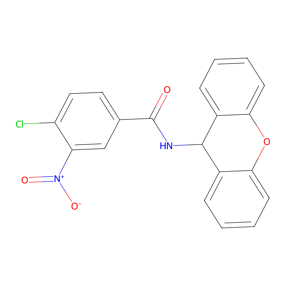 4-chloro-3-nitro-N-(9H-xanthen-9-yl)benzamide molecular structure, CAS 297743-09-0