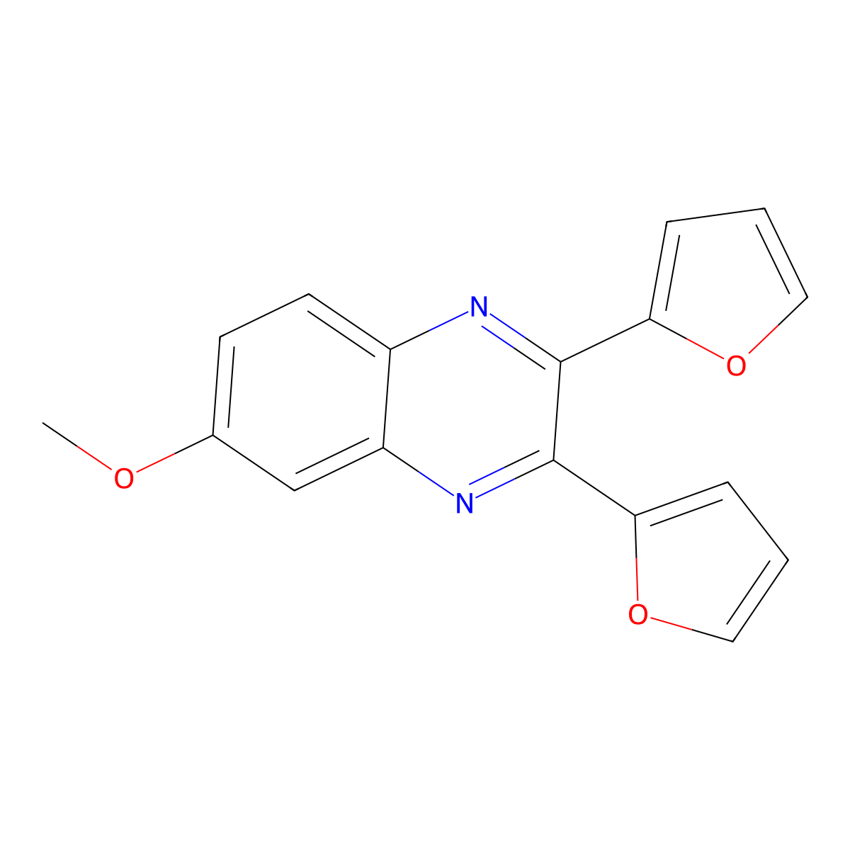 2,3-Bis(furan-2-yl)-6-methoxyquinoxaline molecular structure, CAS 297743-16-9