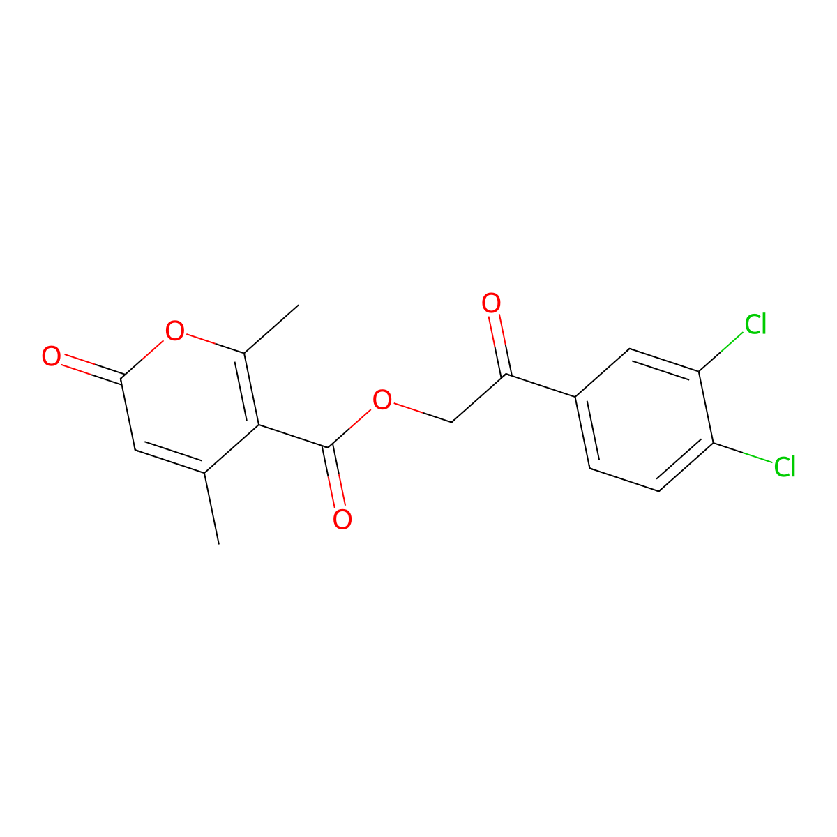 2-(3,4-dichlorophenyl)-2-oxoethyl 4,6-dimethyl-2-oxo-2H-pyran-5-carboxylate molecular structure, CAS 297743-20-5