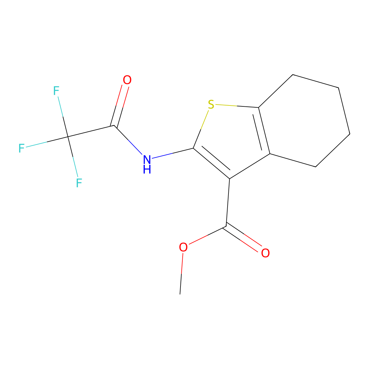 Methyl 2-[(trifluoroacetyl)amino]-4,5,6,7-tetrahydro-1-benzothiophene-3-carboxylate molecular structure, CAS 297743-78-3