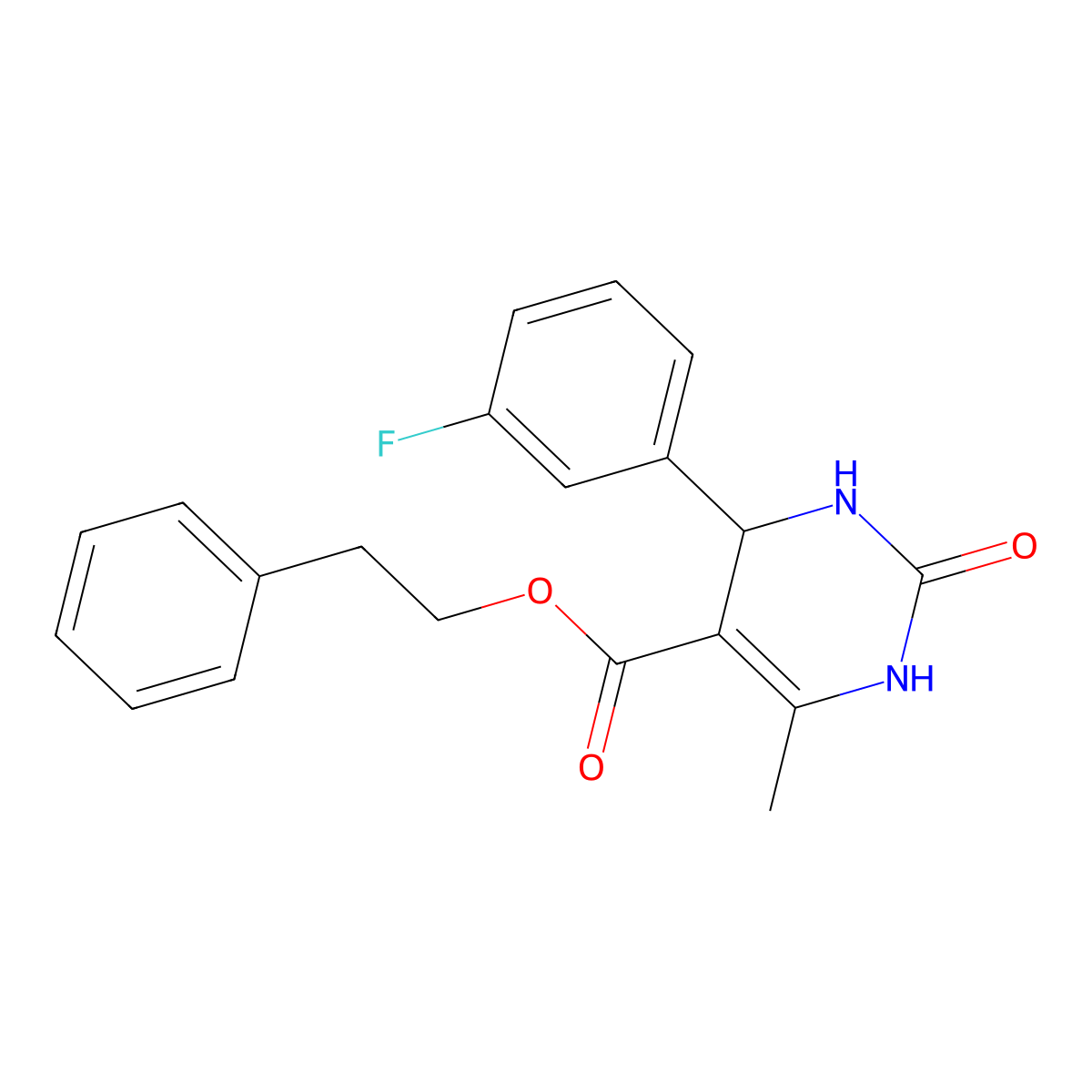 2-Phenylethyl 4-(3-fluorophenyl)-6-methyl-2-oxo-1,2,3,4-tetrahydropyrimidine-5-carboxylate molecular structure, CAS 297743-80-7