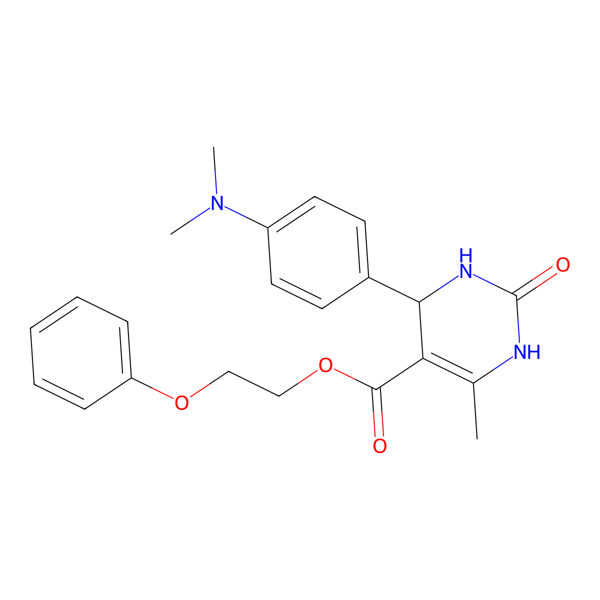 2-Phenoxyethyl 4-[4-(dimethylamino)phenyl]-6-methyl-2-oxo-1,2,3,4-tetrahydropyrimidine-5-carboxylate molecular structure, CAS 297743-89-6