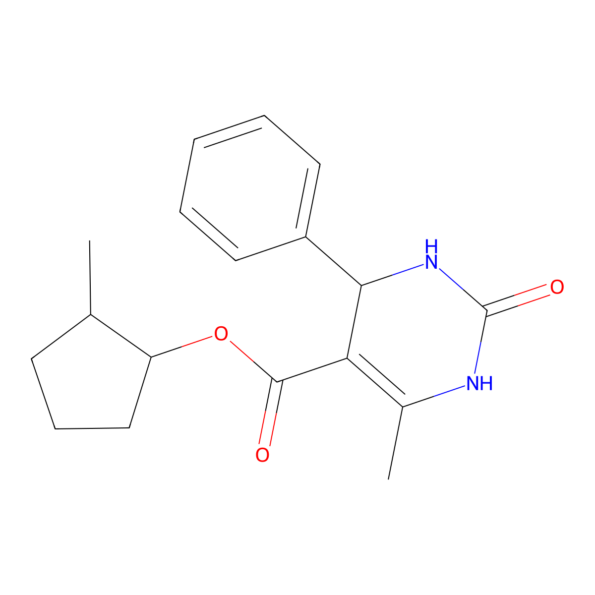 2-Methylcyclopentyl 6-methyl-2-oxo-4-phenyl-1,2,3,4-tetrahydropyrimidine-5-carboxylate molecular structure, CAS 297743-92-1