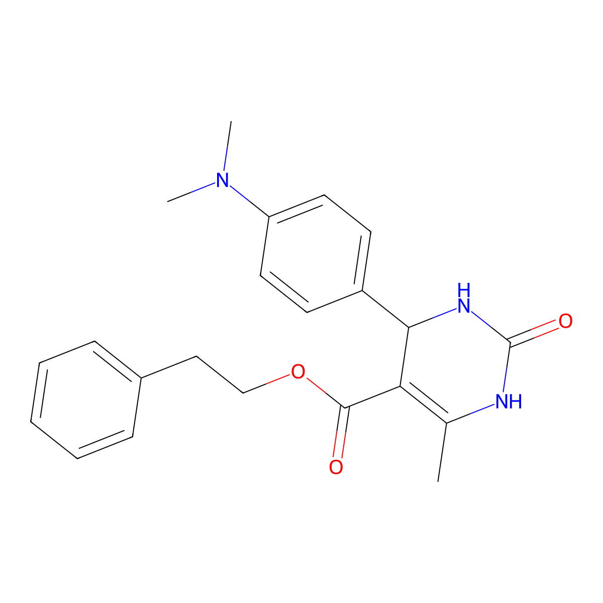 2-Phenylethyl 4-[4-(dimethylamino)phenyl]-6-methyl-2-oxo-1,2,3,4-tetrahydropyrimidine-5-carboxylate molecular structure, CAS 297743-94-3
