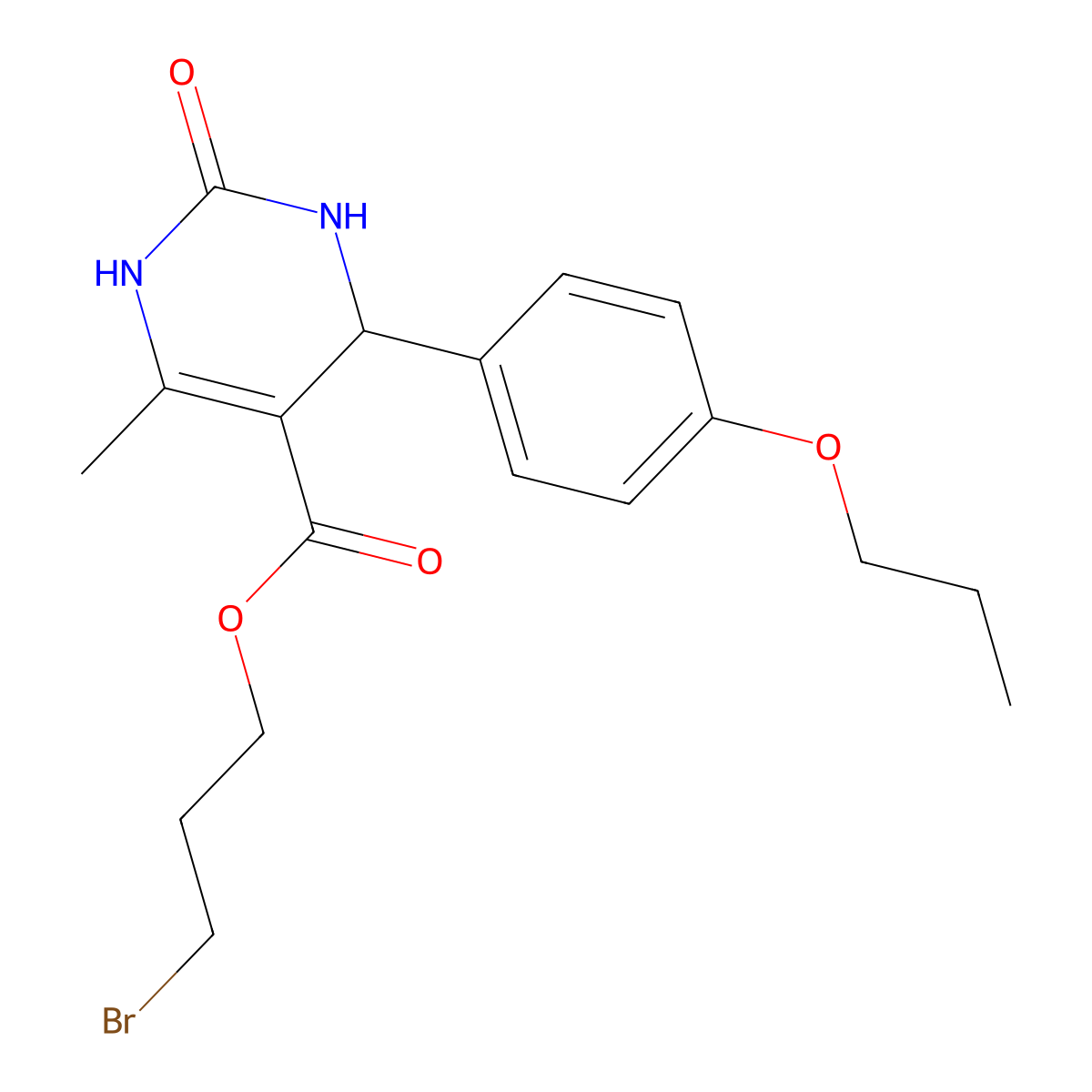 3-Bromopropyl 6-methyl-2-oxo-4-(4-propoxyphenyl)-1,2,3,4-tetrahydropyrimidine-5-carboxylate molecular structure, CAS 297743-96-5