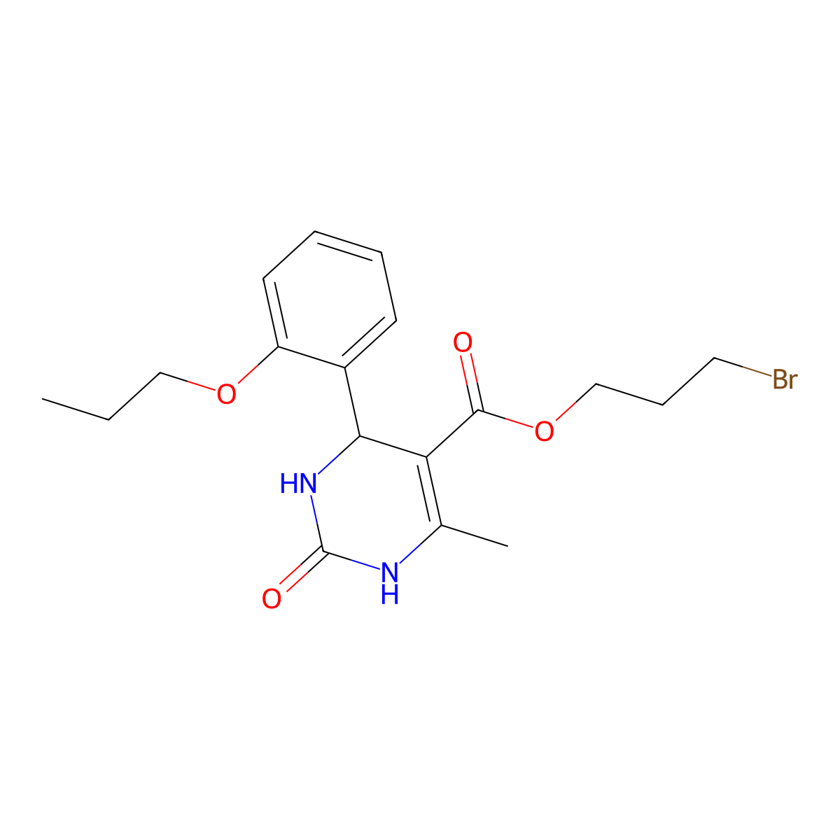 3-bromopropyl 6-methyl-2-oxo-4-(2-propoxyphenyl)-3,4-dihydro-1H-pyrimidine-5-carboxylate molecular structure, CAS 297743-97-6