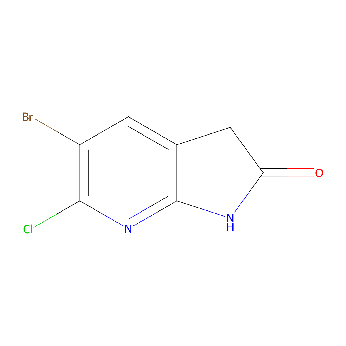 5-Bromo-6-chloro-1H-pyrrolo[2,3-b]pyridin-2(3H)-one molecular structure, CAS 297757-11-0
