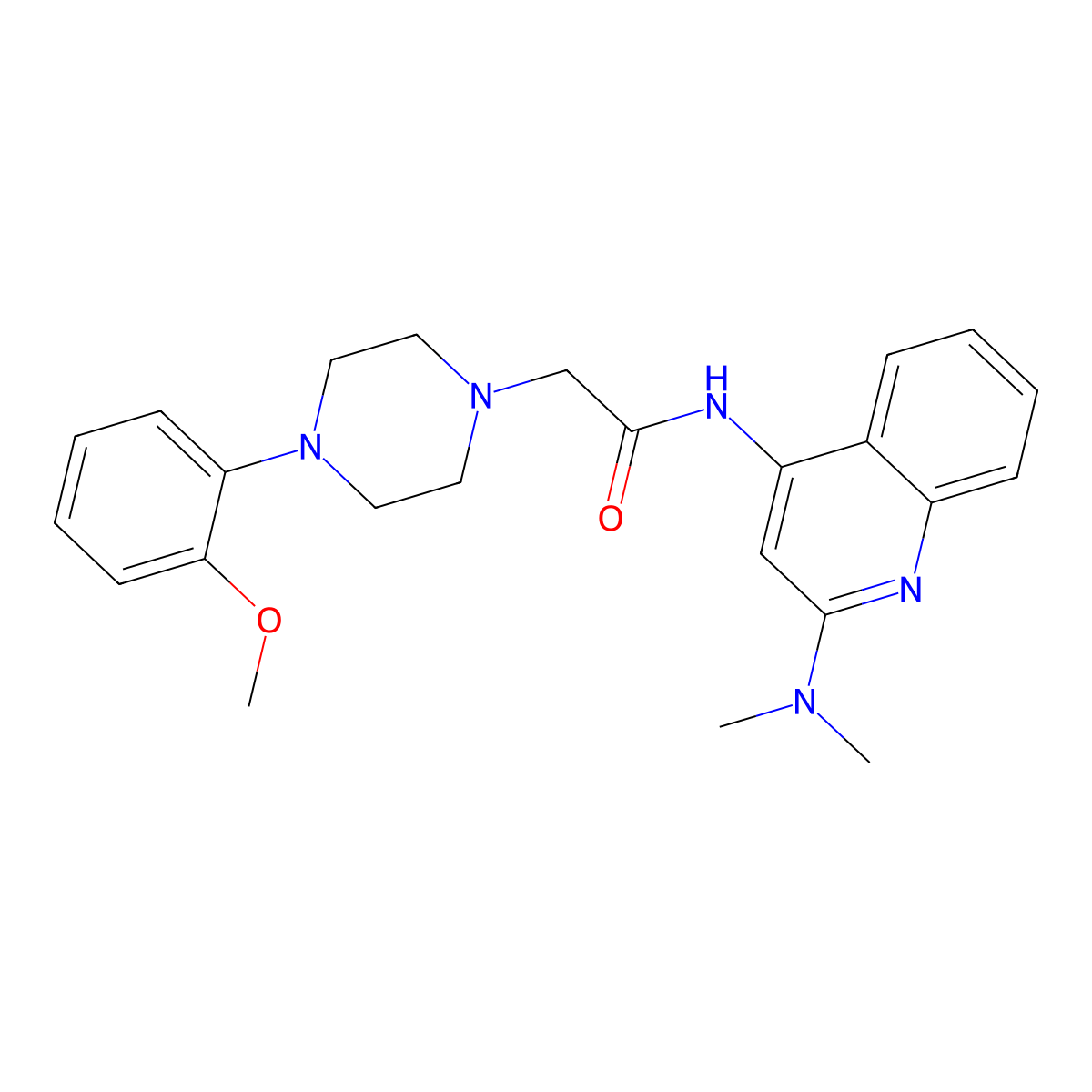 N-[2-(dimethylamino)quinolin-4-yl]-2-[4-(2-methoxyphenyl)piperazin-1-yl]acetamide molecular structure, CAS 297757-86-9