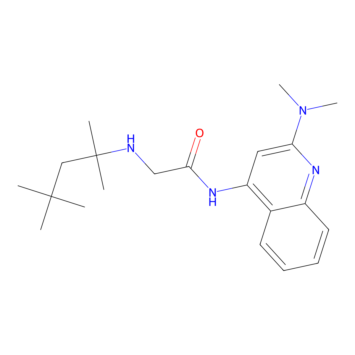 N-[2-(dimethylamino)quinolin-4-yl]-2-(2,4,4-trimethylpentan-2-ylamino)acetamide molecular structure, CAS 297759-00-3