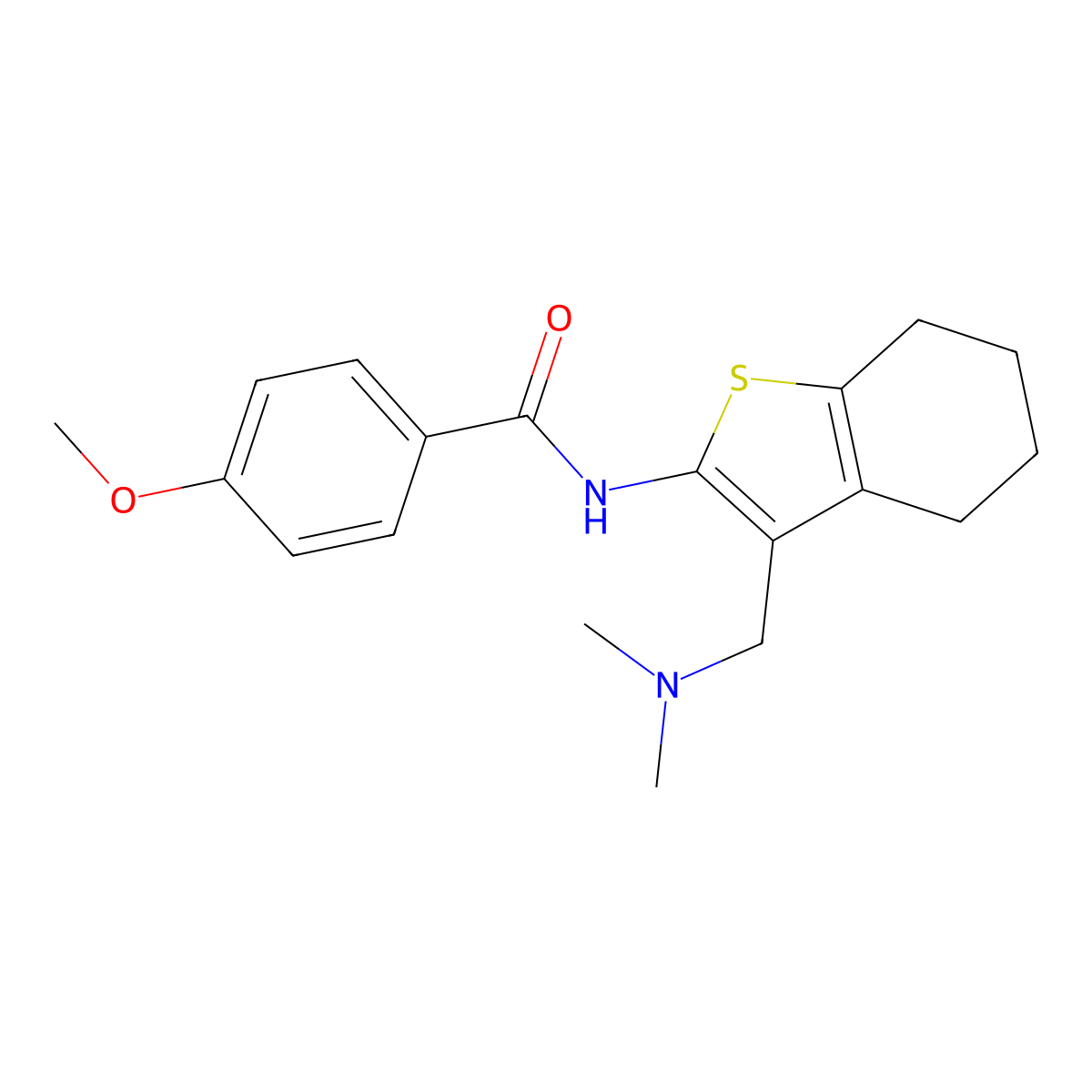 N-[3-[(dimethylamino)methyl]-4,5,6,7-tetrahydro-1-benzothiophen-2-yl]-4-methoxybenzamide molecular structure, CAS 297760-39-5