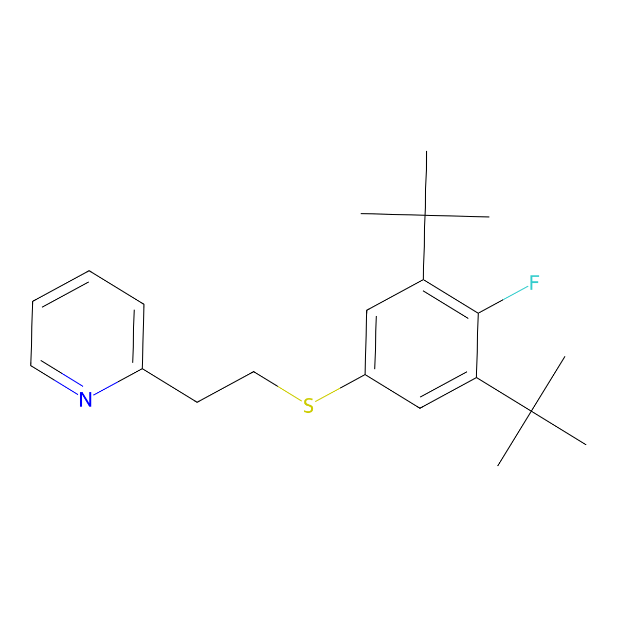 2-[2-(3,5-Ditert-butyl-4-fluorophenyl)sulfanylethyl]pyridine molecular structure, CAS 297761-02-5