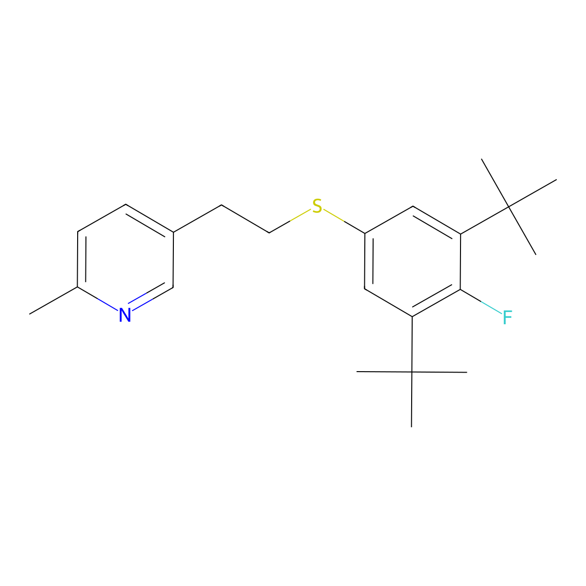 5-[2-(3,5-Ditert-butyl-4-fluorophenyl)sulfanylethyl]-2-methylpyridine molecular structure, CAS 297761-10-5