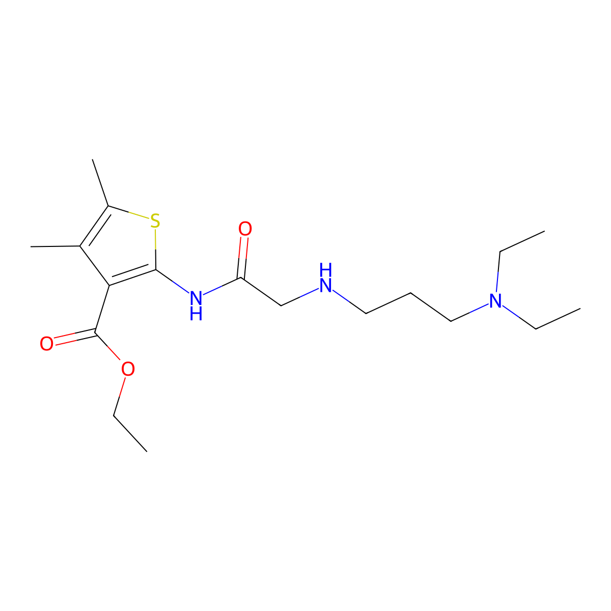 ethyl 2-({N-[3-(diethylamino)propyl]glycyl}amino)-4,5-dimethylthiophene-3-carboxylate molecular structure, CAS 297761-67-2
