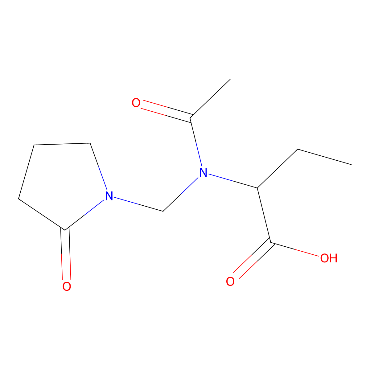2-{Acetyl[(2-oxo-1-pyrrolidinyl)methyl]amino}butanoic acid molecular structure, CAS 297761-73-0