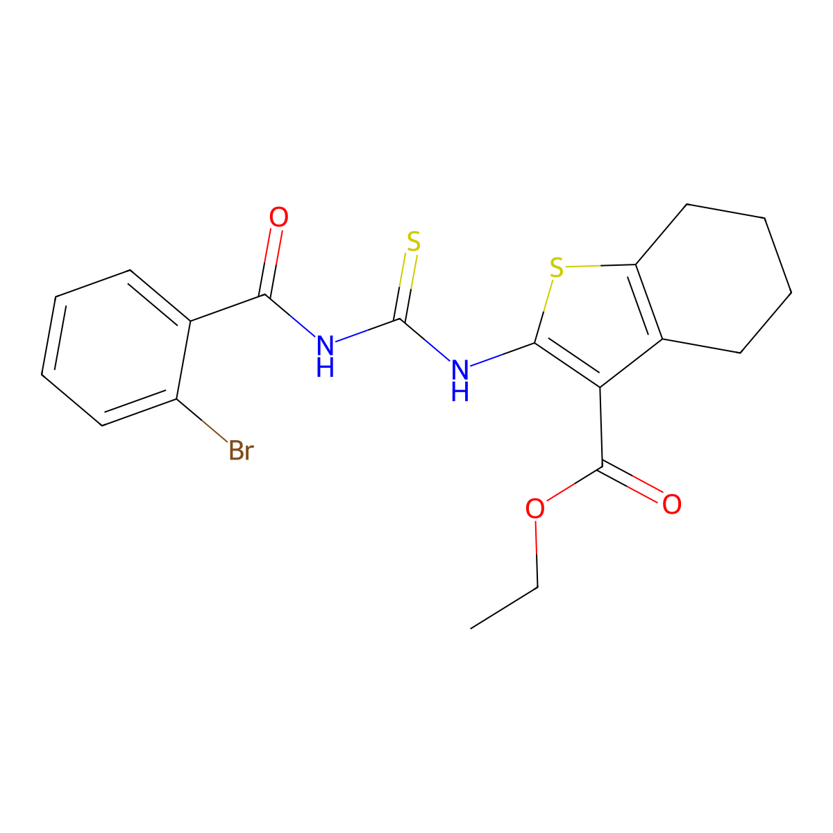 Ethyl 2-({[(2-bromophenyl)carbonyl]carbamothioyl}amino)-4,5,6,7-tetrahydro-1-benzothiophene-3-carboxylate molecular structure, CAS 297762-63-1
