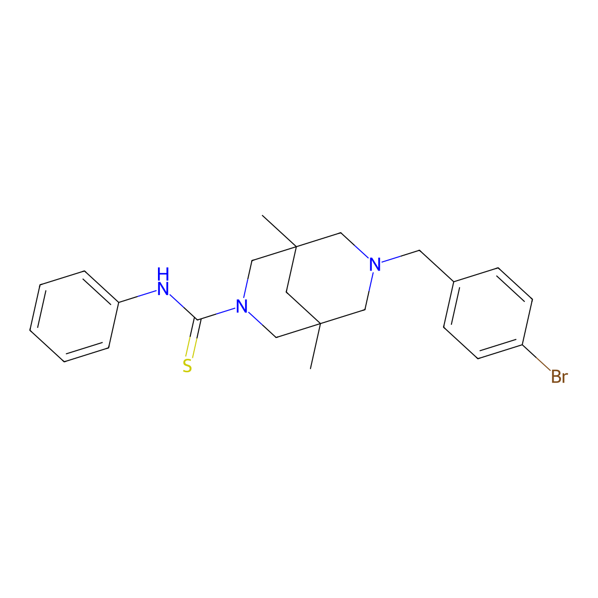 7-[(4-bromophenyl)methyl]-1,5-dimethyl-N-phenyl-3,7-diazabicyclo[3.3.1]nonane-3-carbothioamide molecular structure, CAS 297762-80-2