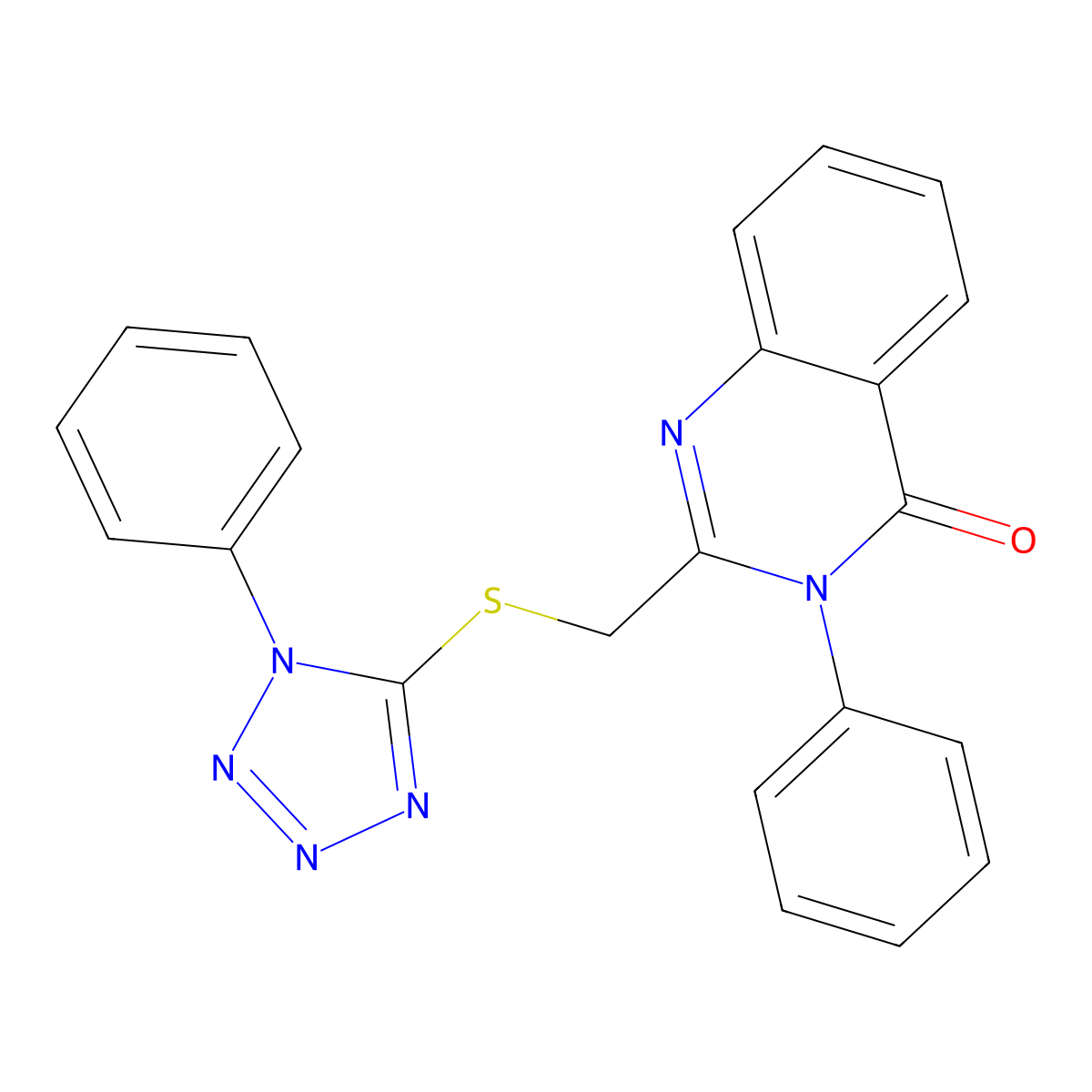 3-Phenyl-2-[(1-phenyltetrazol-5-yl)sulfanylmethyl]quinazolin-4-one molecular structure, CAS 297763-25-8