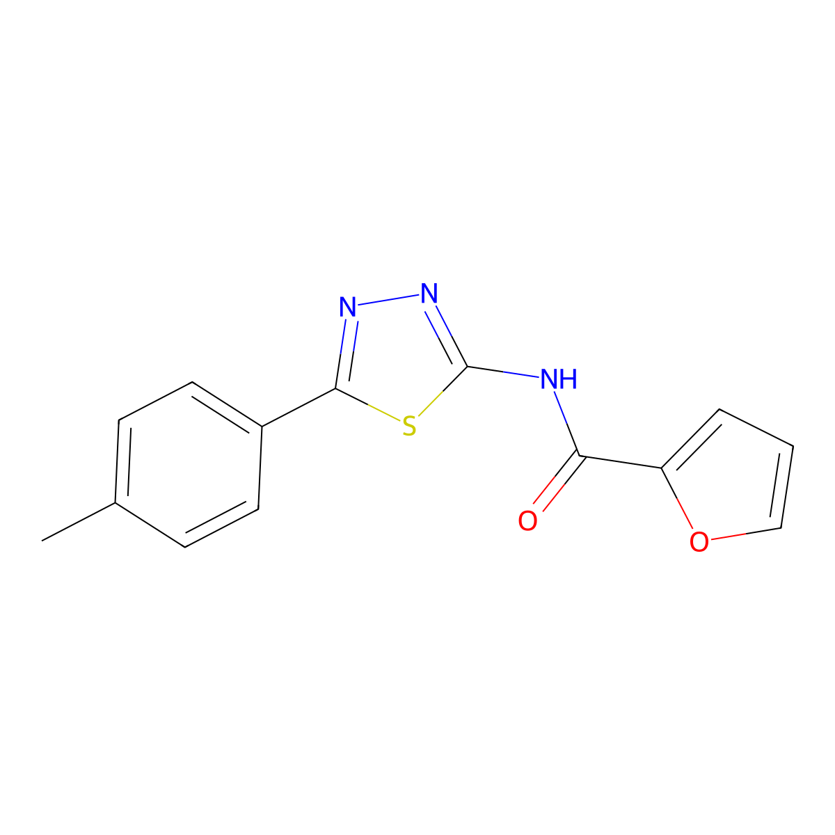 N-(5-(p-tolyl)-1,3,4-thiadiazol-2-yl)furan-2-carboxamide molecular structure, CAS 297763-55-4