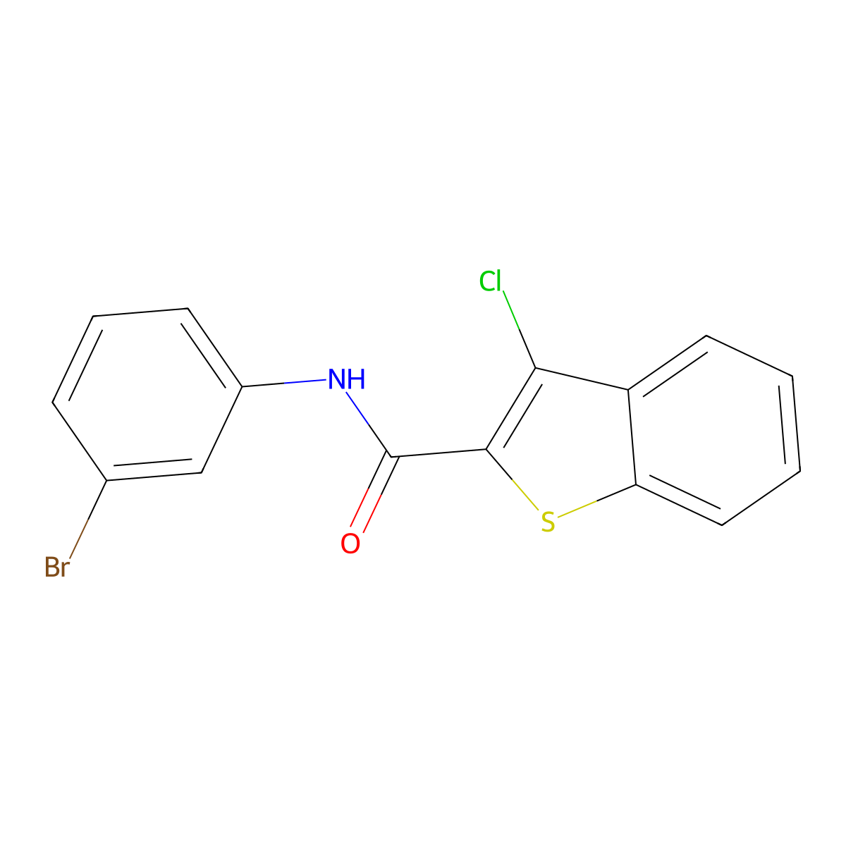 N-(3-Bromophenyl)-3-chloro-1-benzothiophene-2-carboxamide molecular structure, CAS 297763-63-4