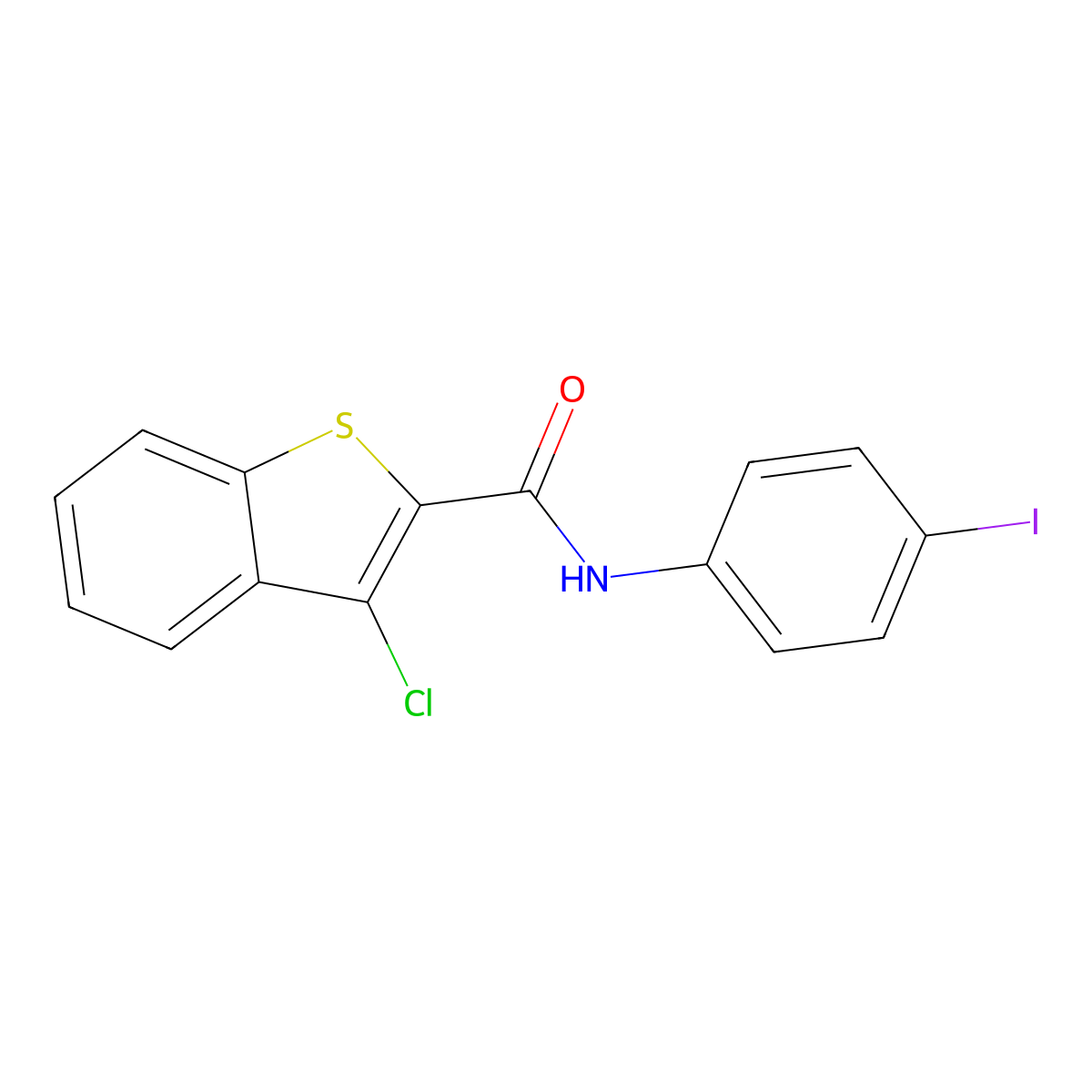 3-Chloro-N-(4-iodophenyl)-1-benzothiophene-2-carboxamide molecular structure, CAS 297763-64-5