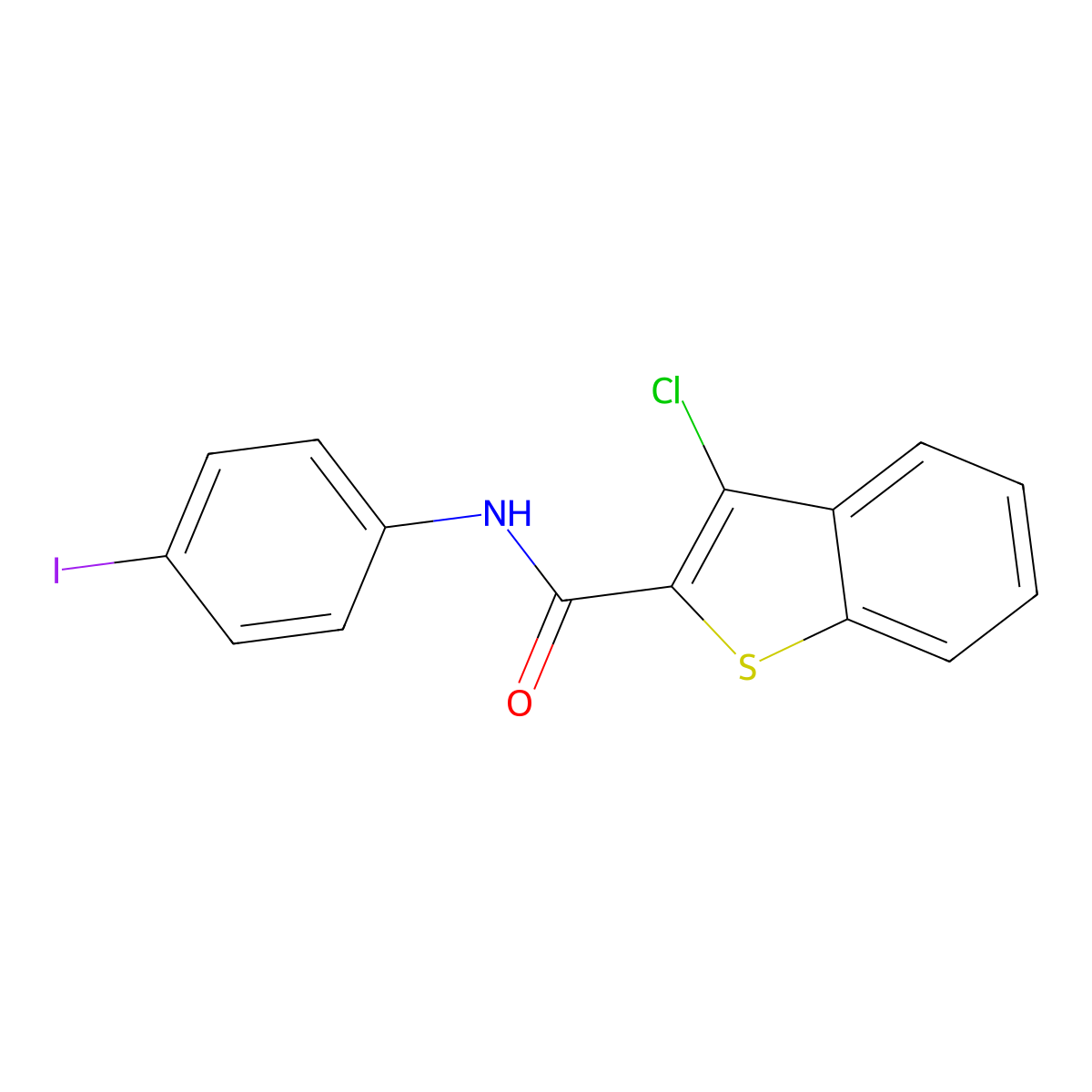 3-Chloro-N-(4-iodophenyl)-1-benzothiophene-2-carboxamide molecular structure, CAS 297763-64-5