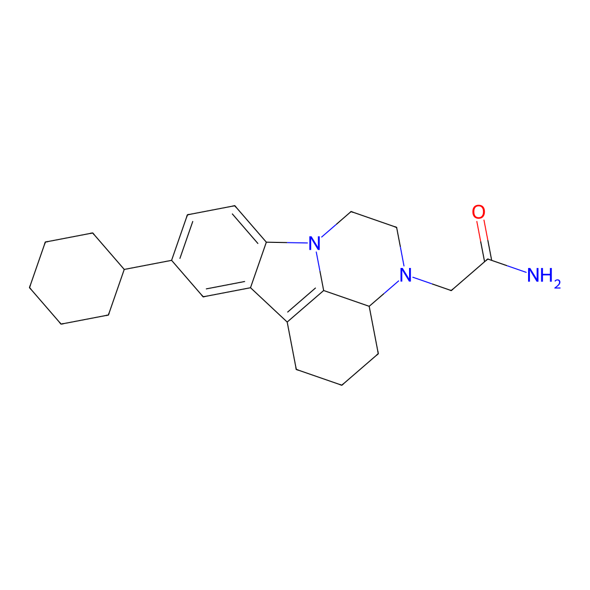 2-(8-cyclohexyl-1,2,3a,4,5,6-hexahydro-3H-pyrazino[3,2,1-jk]carbazol-3-yl)acetamide molecular structure, CAS 297763-66-7