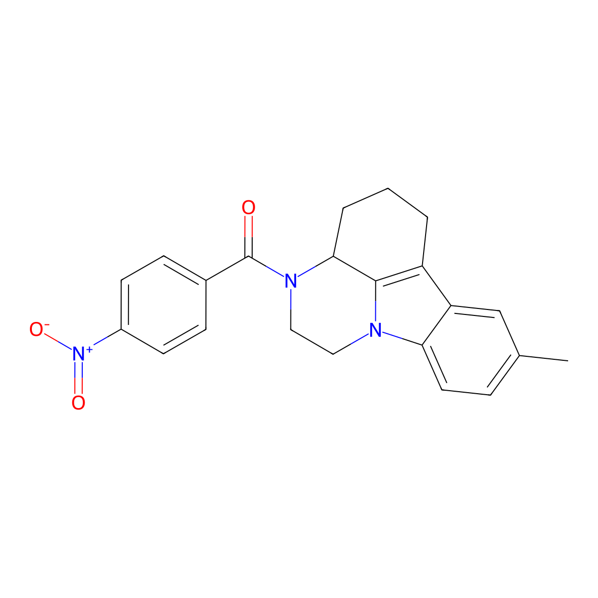 3-{4-nitrobenzoyl}-8-methyl-2,3,3a,4,5,6-hexahydro-1H-pyrazino[3,2,1-jk]carbazole molecular structure, CAS 297763-75-8