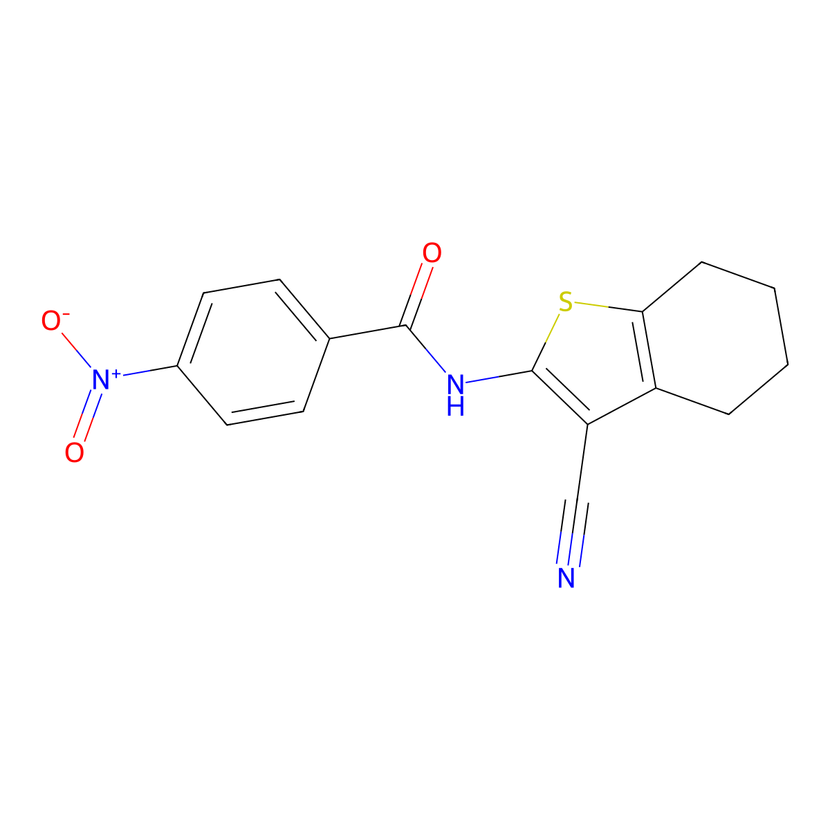 N-(3-Cyano-4,5,6,7-tetrahydrobenzo[b]thiophen-2-yl)-4-nitrobenzamide molecular structure, CAS 297763-76-9