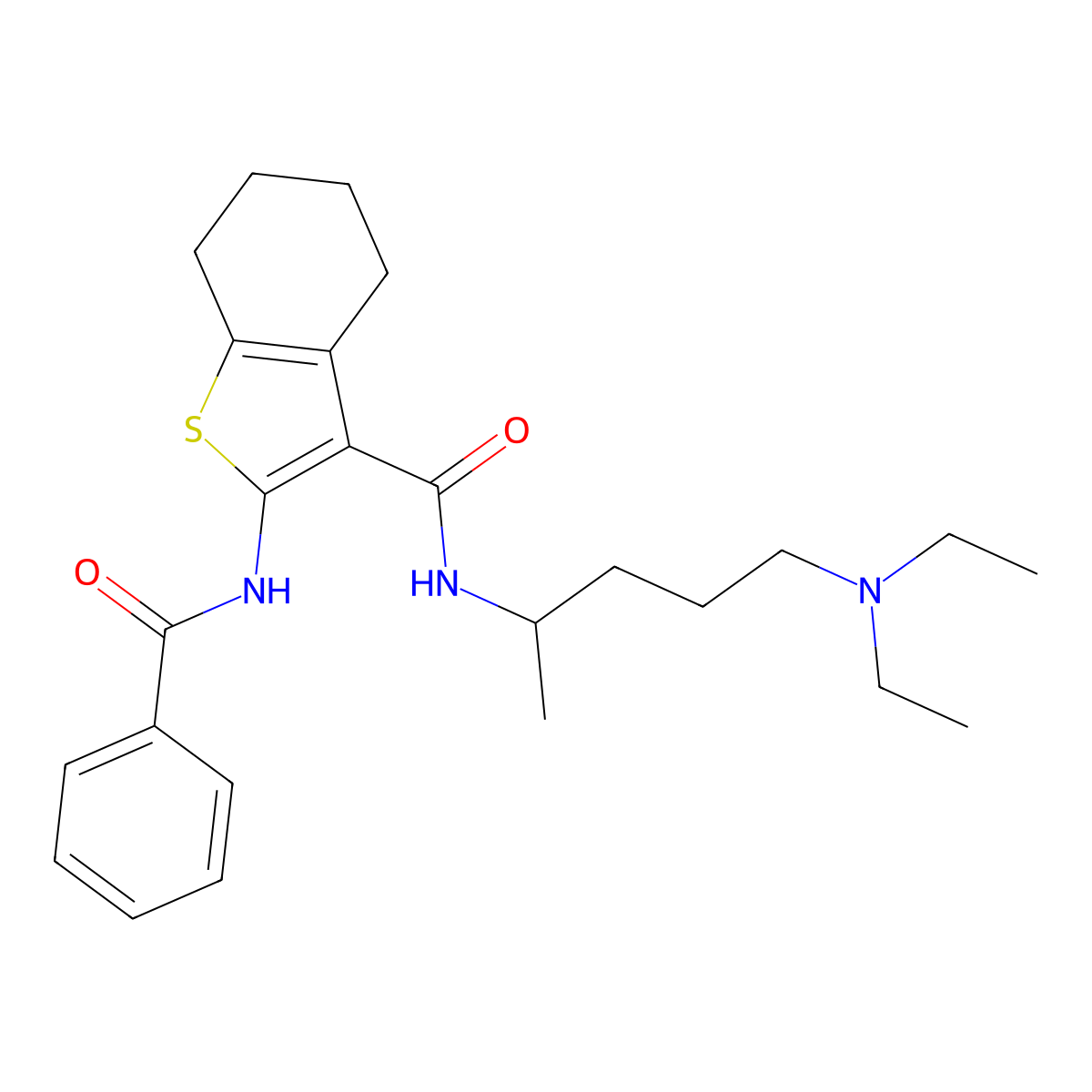 2-benzamido-N-[5-(diethylamino)pentan-2-yl]-4,5,6,7-tetrahydro-1-benzothiophene-3-carboxamide molecular structure, CAS 297763-82-7