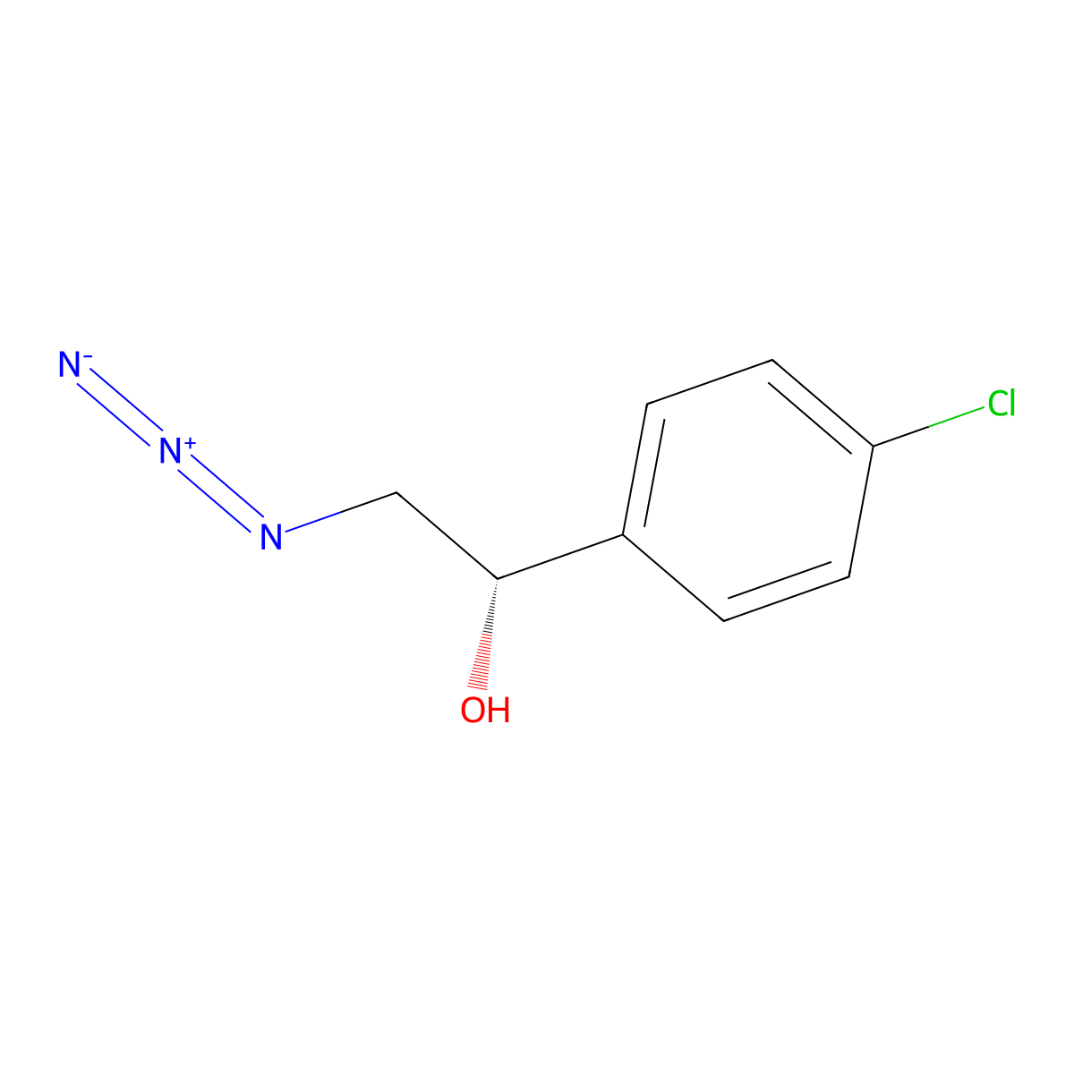 (S)-1-(4-Chlorophenyl)-2-azidoethanol molecular structure, CAS 297765-49-2