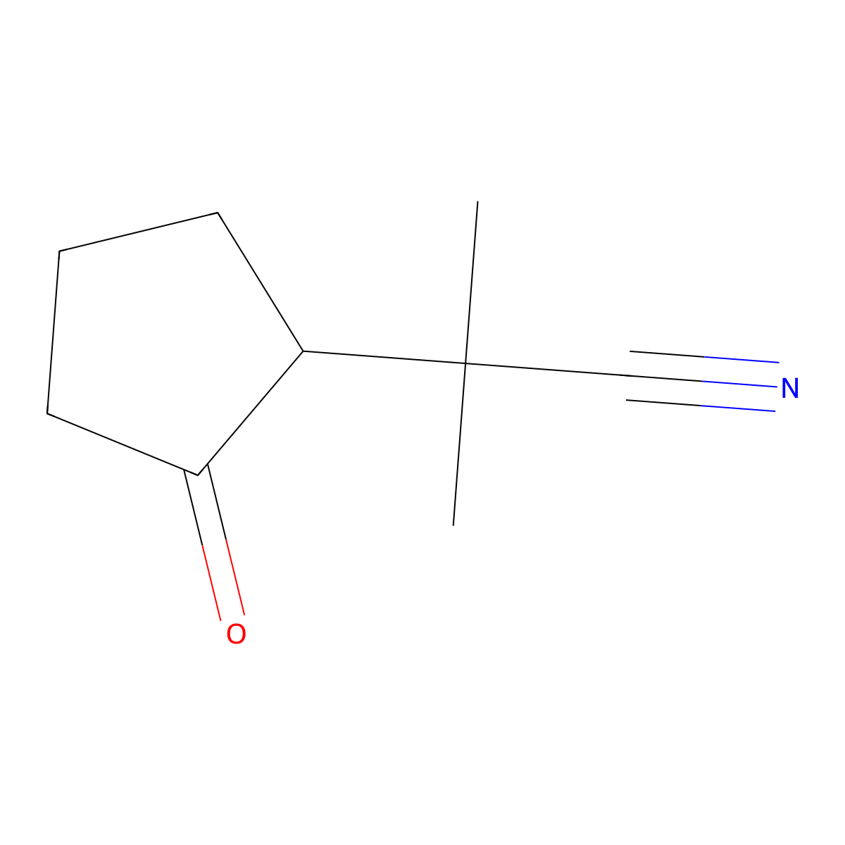 2-Methyl-2-(2-oxocyclopentyl)propanenitrile molecular structure, CAS 29777-64-8