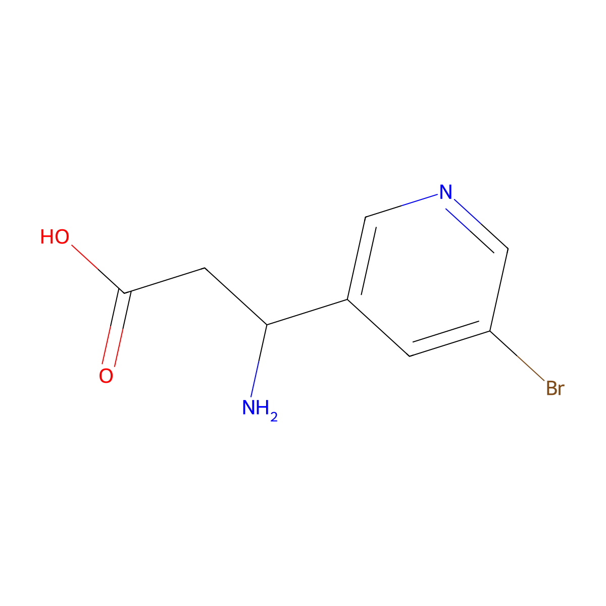 3-Amino-3-(5-bromopyridin-3-yl)propionic acid molecular structure, CAS 297773-47-8