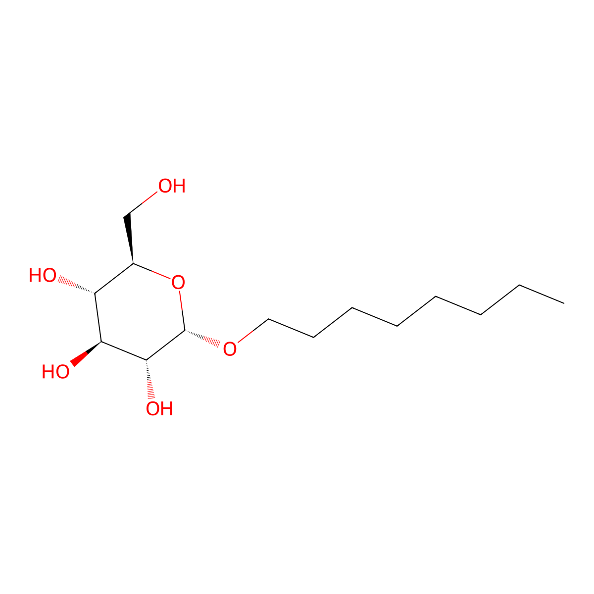 octyl alpha-D-glucopyranoside molecular structure, CAS 29781-80-4